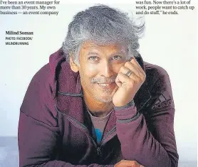  ?? PHOTO: FACEBOOK/ MILINDRUNN­ING ?? Milind Soman