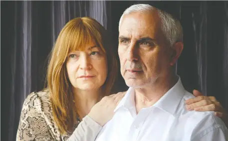  ?? JULIE OLIVER ?? Tina and Robert Azrad, the parents of critically injured cyclist Idan Azrad, 27, say they just want some time to pray for him.