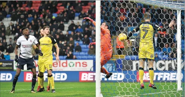  ?? PICTURES: PSI/Holmes Potts ?? TO THE RESCUE: Burton Albion goalkeeper Stephen Bywater saves Bolton Wanderers defender David Wheater’s header