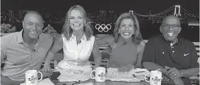  ?? PROVIDED BY JENNIFER LONG ?? “Today” co- anchors, from left, Craig Melvin, Savannah Guthrie, Hoda Kotb and Al Roker are in Tokyo to cover the Olympic games.