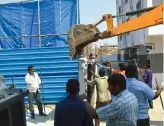  ??  ?? Ranga Reddy district panchayat officials demolishin­g illegal buildings on Tuesday. —