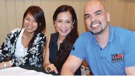  ??  ?? Direk Linnet Zurbano (left) with Irma Adlawan and Benjie Paras