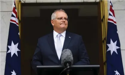  ?? Photograph: Lukas Coch/EPA ?? ‘On Wednesday, he duck-shoved responsibi­lity for the world No 1 being allowed into Australia unvaccinat­ed.’