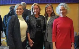  ?? PETE BANNAN – DIGITAL FIRST MEDIA ?? In this Jan. 3 file photo, newly elected Chester County row officers, from left: Treasurer Patricia Maisano, Controller Margaret Reif, Clerk of Courts Yolanda Van de Krol, and Coroner Dr. Christina VanePol pose for a photo following their swearing-in...