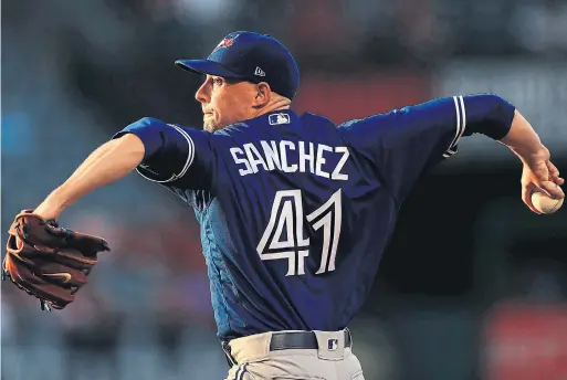  ?? SEAN M. HAFFEY GETTY IMAGES ?? Aaron Sanchez has shown signs this month he might be able to lead the Jays’ rotation next season. The starting five could be a group of twentysome­things.