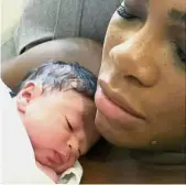  ??  ?? And baby makes three: Serena Williams posing with her daughter Alexis Olympia Ohanian Jr at an undisclose­d location on Wednesday. — Reuters