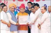  ?? HT PHOTO ?? Haryana chief minister Manohar Lal Khattar being presented a memento at a function in Panipat on Monday.