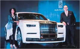  ??  ?? Rolls-Royce Motor Cars Asia Pacific Regional Director Paul Harris ( right) and Managing Director Vasanthi Bhupathi at the launch of the new Phantom in Chennai on Thursday. The Phantom VIII series car will be India’s costliest. Phantom (standard wheelbase) has been priced at ~95 million and Phantom (extended wheelbase) from ~113.5 million, inclusive of a four-year service package