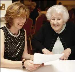  ??  ?? Nuala O’Connell and Verell Booth from Wayside Writers at the readings in the Royal Hotel on Saturday night.