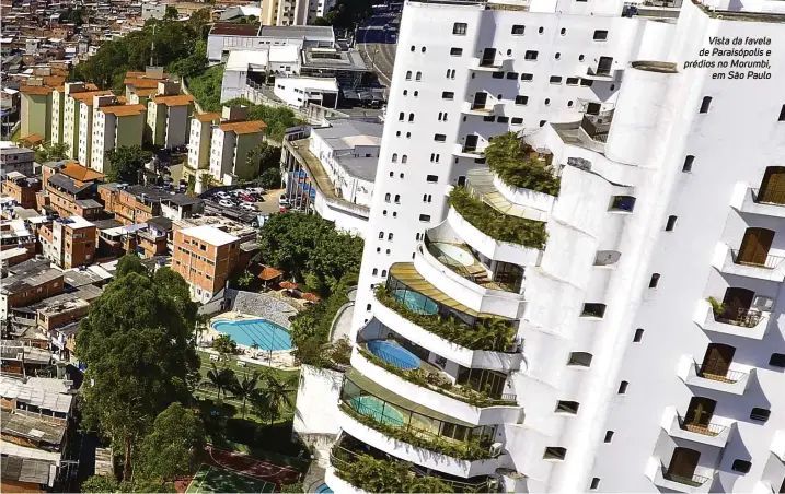  ?? Istock ?? Vista da favela de Paraisópol­is e prédios no Morumbi, em São Paulo