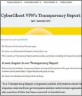  ??  ?? Informe de transparen­cia del proveedor CyberGhost, en inglés.