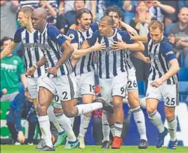  ?? AP ?? West Bromwich Albion's Salomon Rondon (centre right) celebrates scoring the second goal.