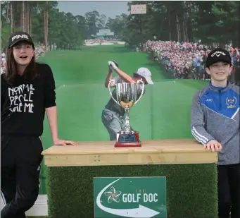  ??  ?? Junior golfers pictured with the Kerry Schools Perpetual Cup at the Golf Doc Academy in Tralee at the weekend.