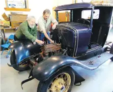  ??  ?? Frank and Farrell White are re-restoring their 1930 Ford Model A originally built from pieces and put to work on their Pitt Meadows farm.