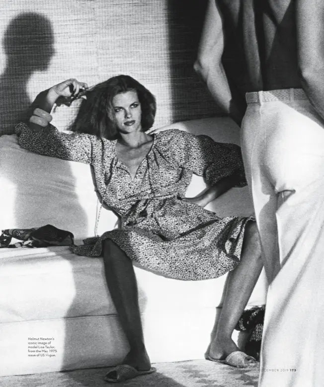  ?? ?? Helmut Newton’s iconic image of model Lisa Taylor, from the May 1975 issue of US Vogue.
