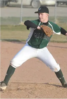  ??  ?? Moose Jaw Mallards pitcher Kyle Duncan delivers to the plate against the Regina Blue Jays after taking over in the fourth inning from Evan Callaghan.