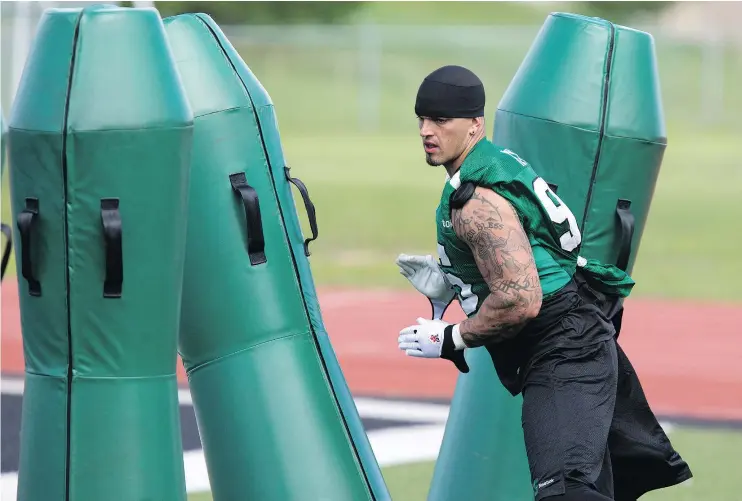  ?? — GREG PENDER/FILES ?? After stints with the Seahawks, Jets, Argonauts and Roughrider­s, defensive lineman Ricky Foley has returned to the B.C. Lions.