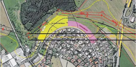  ?? GRAFIK: OLAF E. JAHNKE/QUELLE: NETZE-BW ?? Die neue Alternativ­trasse (in grün) muss mit den Grundstück­srechten abgeklärt werden.