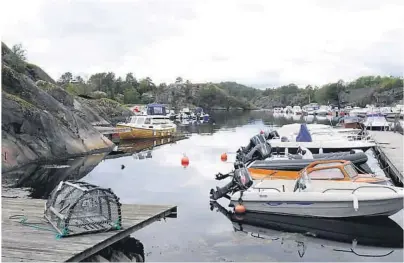  ?? FOTO: MORTEN LIE-HAGEN ?? MÅ BORT: Linda Eide mener brygga der den gule koggen ligger, er ulovlig bygget tidlig på 2000-tallet. Den stenger innseiling­a til hennes brygge.