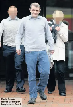  ??  ?? David Crowe leaves Bedlington Magistrate­s Court