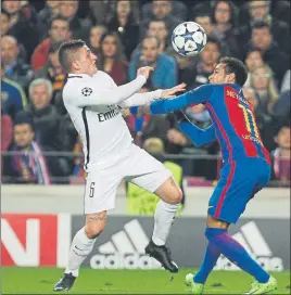  ?? FOTO: PEP MORATA ?? Verratti luchando con Neymar en un partido entre el PSG y el Barça