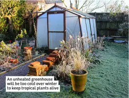  ?? ?? An unheated greenhouse will be too cold over winter to keep tropical plants alive