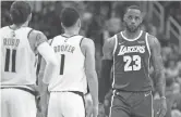  ?? ROB SCHUMACHER/THE REPUBLIC ?? Lakers forward LeBron James told ESPN the league can’t go straight to the playoffs because “it discredits the 60-plus games that guys had fighting for that position.”