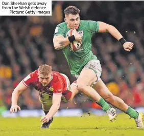  ?? ?? Dan Sheehan gets away from the Welsh defence
Picture: Getty Images