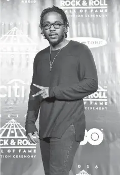  ??  ?? Lamar poses in the press room at the 31st Annual Rock And Roll Hall Of Fame Induction Ceremony at Barclays Centre recently in New York City. — AFP file photo