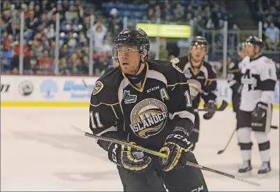  ?? JASON MALLOY/THE GUARDIAN ?? Daniel Sprong goes back to the bench after scoring a goal in Game 2 against the Blainville-Boisbriand Armada on April 22.