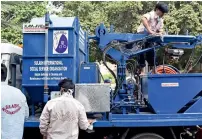  ?? AFP ?? A sewer cleaning machine before its unveiling in New Delhi. —