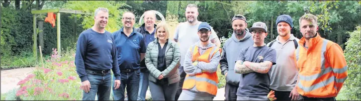  ??  ?? A team from Brett Landscapin­g, based in Barrow-upon-Soar, have given their time to renovate the Eco Garden at Rainbows Hospice for Children and Young People as well as donating over £3,000.