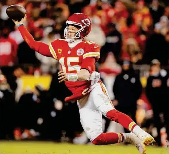  ?? David Eulitt/Getty Images ?? Patrick Mahomes and the Chiefs will have two weeks to heal up before the Super Bowl. Between Mahomes’ ankle and a host of other injuries, the training staff will have plenty to do.