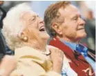  ?? David J. Phillip, Associated Press file ?? Barbara and George H.W. Bush take in a baseball game in Houston in 2009. Barbara Bush died last week. The former president entered a hospital the day after her funeral.