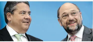  ??  ?? Weder Sigmar Gabriel noch Martin Schulz haben wirklich gute Chancen, Angela Merkel zu schlagen