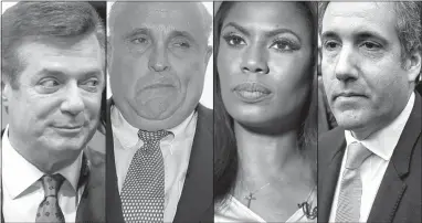  ??  ?? Paul Manafort Rudy Giuliani Omarosa Manigault Newman Michael Cohen