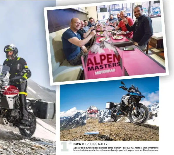  ??  ?? BMW R 1200 GS RALLYE A pesar de la dura rivalidad plantada por la Triumph Tiger 800 XCA hasta el último momento la maxitrail alemana ha demostrado ser la mejor puerto tras puerto en los Alpes franceses.