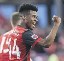  ?? NATHAN DENETTE/THE CANADIAN PRESS ?? After celebratin­g Toronto FC’s title, Raheem Edwards is on his third MLS team in less than a week.