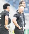  ?? PHOTO: GETTY IMAGES ?? All Black captain Sam Cane, flanked by Ardie Savea (left) and Sam Whitelock, reflects on the historic loss to Argentina.