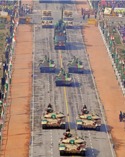  ?? Photo: ANI ?? An aerial view of the 72nd Republic Day Parade at Rajpath, in New Delhi on January 26, 2021.