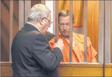  ?? RENEE C. BYER — THE ASSOCIATED PRESS ?? Rape suspect Roy Charles Waller, right, talks to attorney Joseph S. Forina as he makes his first appearance in Sacramento Superior Court on Monday.