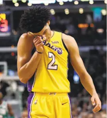  ?? Winslow Townson / Associated Press ?? Lonzo Ball, who shot 55 percent in one season at UCLA, is hitting just 31.5 percent as a Lakers rookie going into Saturday.