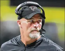  ?? CURTIS COMPTON / CCOMPTON@AJC. COM ?? Falcons head coach Dan Quinn was probably expecting his team to take it on the chin in the exhibition season. Two of his biggest stars, wide receiver Julio Jones and running back Devonta Freeman, didn’t play a preseason down.