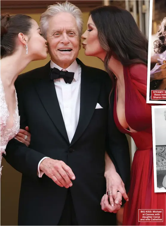  ?? Picture: DANIELE VENTURELLI/GETTY ?? BIG KISS: Michael at Cannes with daughter Carys and wife Catherine