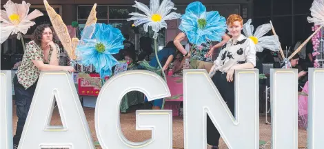  ?? ?? Cat Mulvaney and Pip O’Shea at the 2024 MAGNT exhibition­s MAGNIFY in celebratio­n during youth week. Picture: Pema Tamang Pakhrin