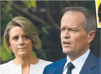  ?? RECYCLED FACE: Federal Opposition Leader Bill Shorten with newly announced Labor candidate for Bennelong Kristina Keneally yesterday and ( inset) Jacqui Lambie, who resigned yesterday. ??