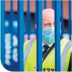  ??  ?? A security guard at Ibrox