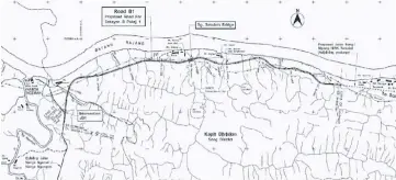  ??  ?? The darker, thicker line on this map shows the ‘missing link’ stretching from Nanga Ngungun to Song in Kapit Division.