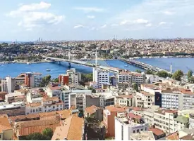  ??  ?? View from Galata Tower, my personal favorite landmark in Istanbul, where you can see the Bosphorus Bridge across the strait and Galata Bridge spanning the Golden Horn