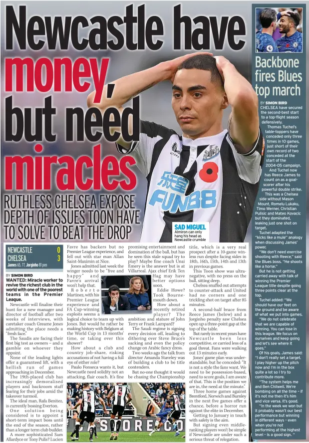  ?? ?? SAD MIGUEL Almiron can only hang his head as Newcastle crumble